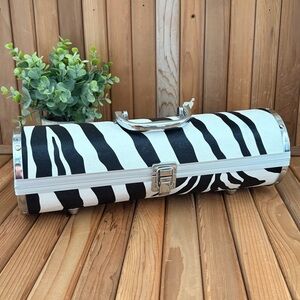 Vintage Style Y2K Zebra Print Jewelry Case Travel Hard Case Giftable Purse